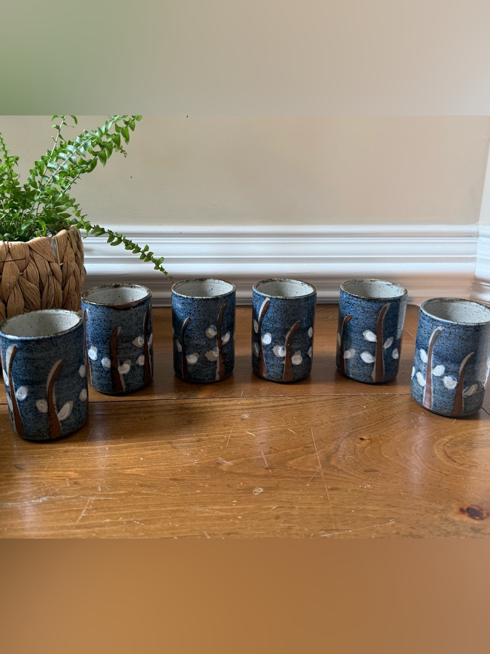 New in Box VINTAGE 1960s Japanese Otagiri tea sake set - RARE Pussywillow motif